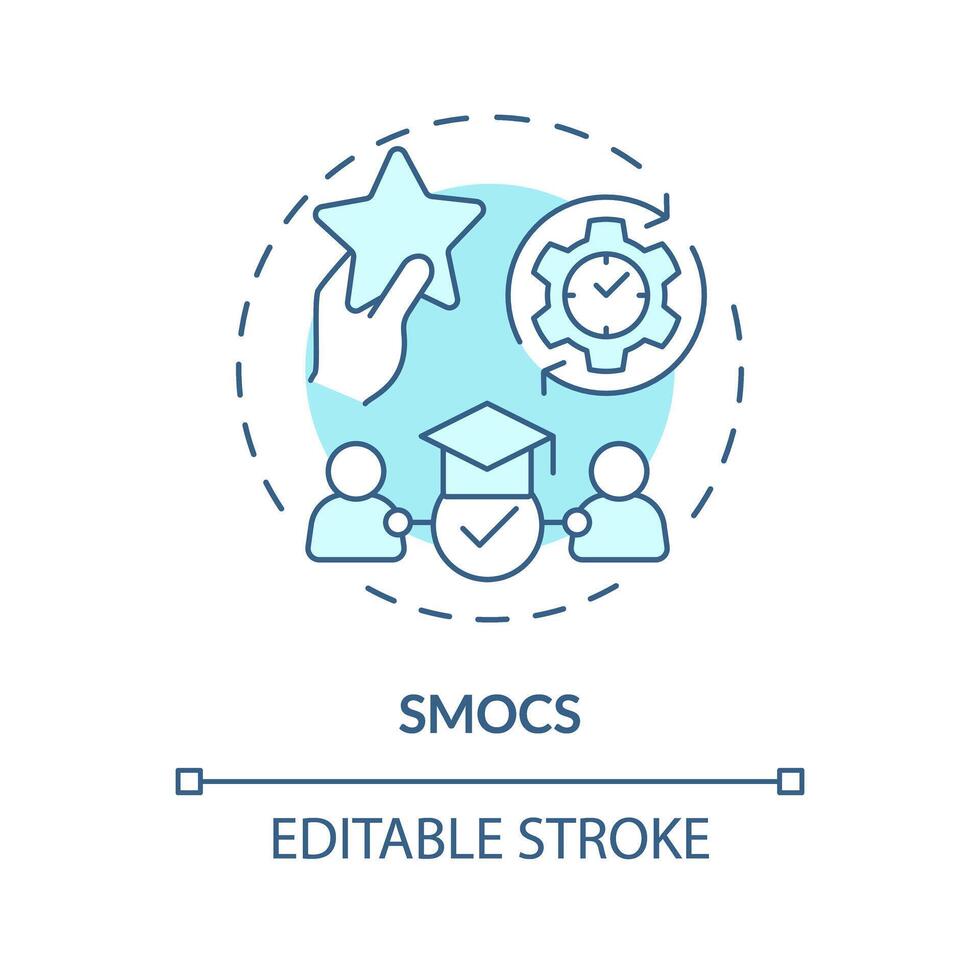 2D editable blue icon SMOCs concept, monochromatic isolated vector, MOOC thin line illustration. vector