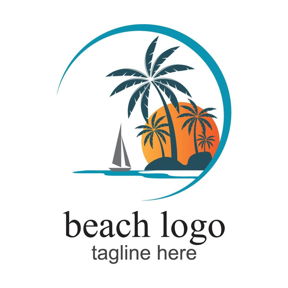 frescura y natural belleza, natural y exótico playas, playa logo vector modelo ilustración