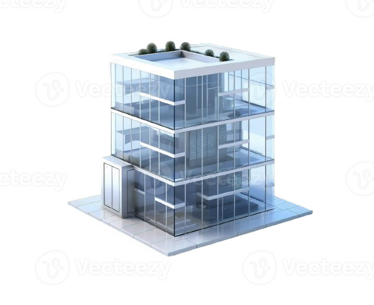 AI generated Modern Glass Office Building Architecture Isolated on transparent background png