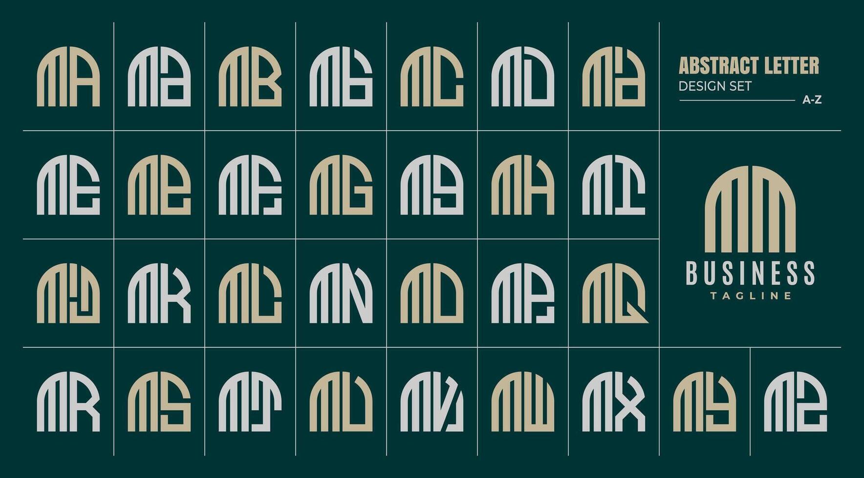Curve line abstract shape letter M MM logo design set vector