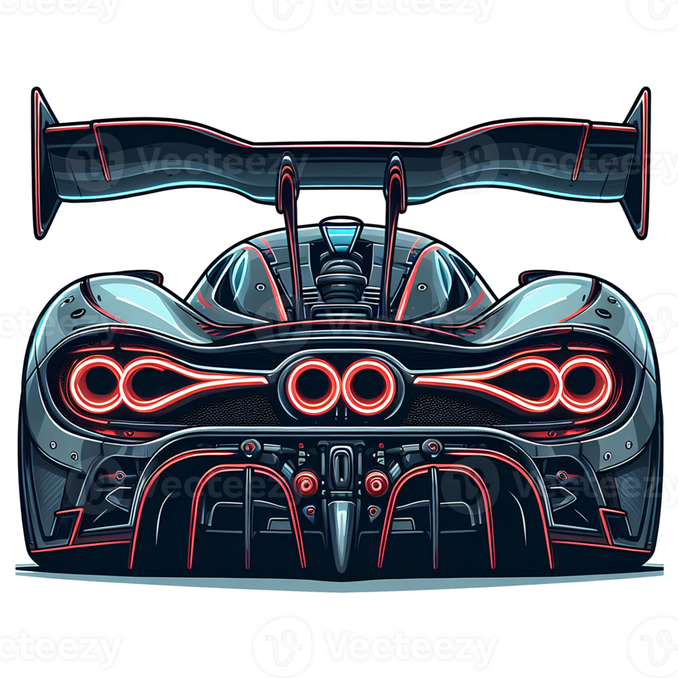 AI generated Isolated Transparent Cartoon of a Hypercar - Rear View Car Illustration cartoon car. hypercar. sport car. super car png