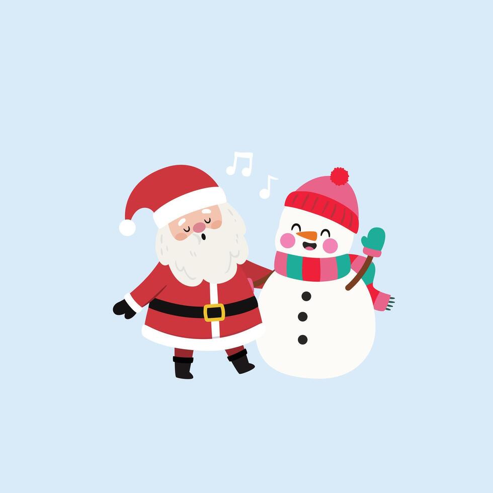 linda Papa Noel claus, feliz Navidad y contento nuevo año. plano estilo, santa claus dibujos animados personaje vector