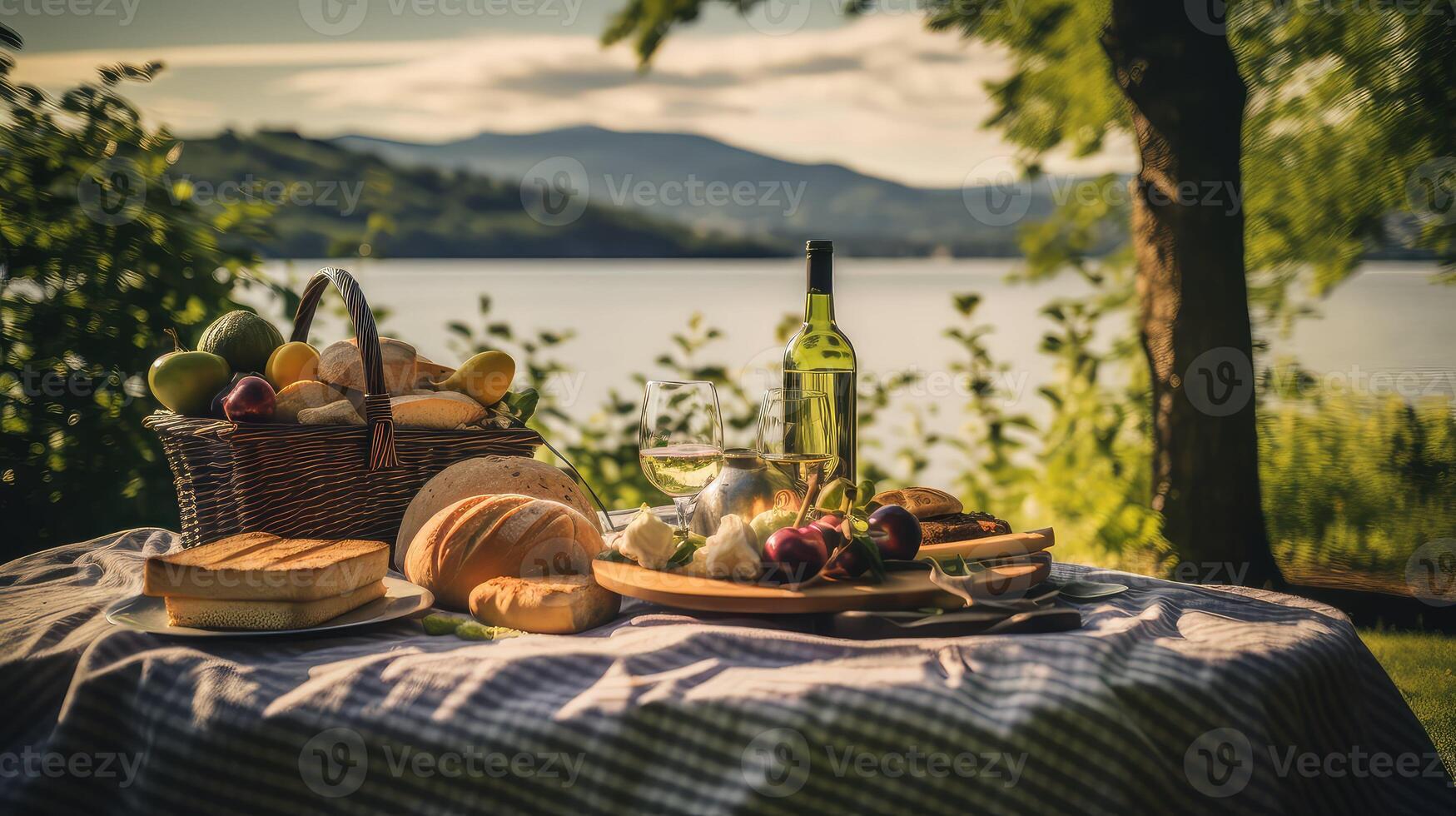 AI generated cheese outdoor picnic food photo