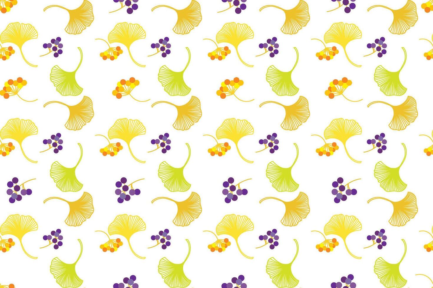 ilustración, resumen gingko biloba hojas con Fruta antecedentes. vector