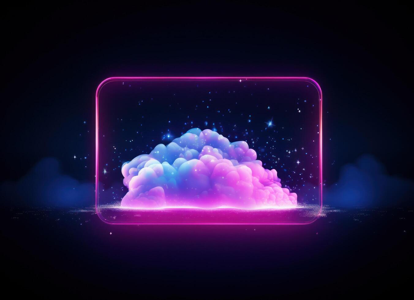 AI generated an abstract cloud with the neon isquare graphic, photo