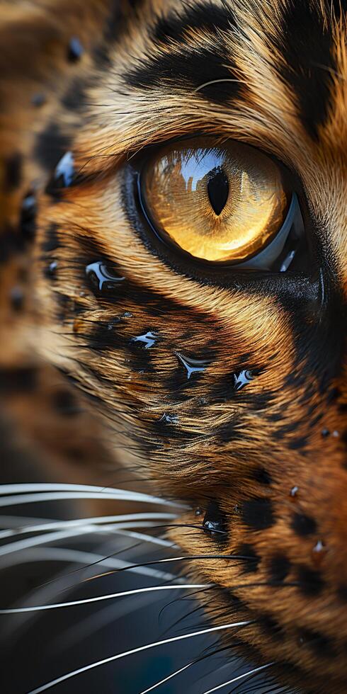 AI generated Leopard macro photography. AI Generated photo