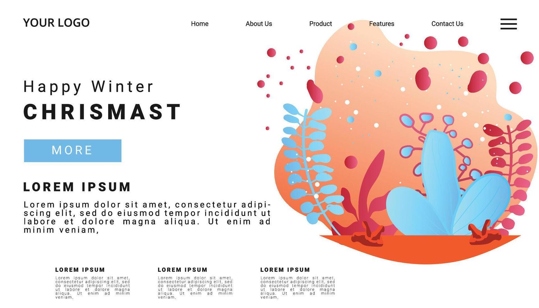 invierno temporada aterrizaje página, nuevo año 2024 con naturaleza paisaje para sitio web, plantilla, banner o saludo tarjeta, vector ilustración