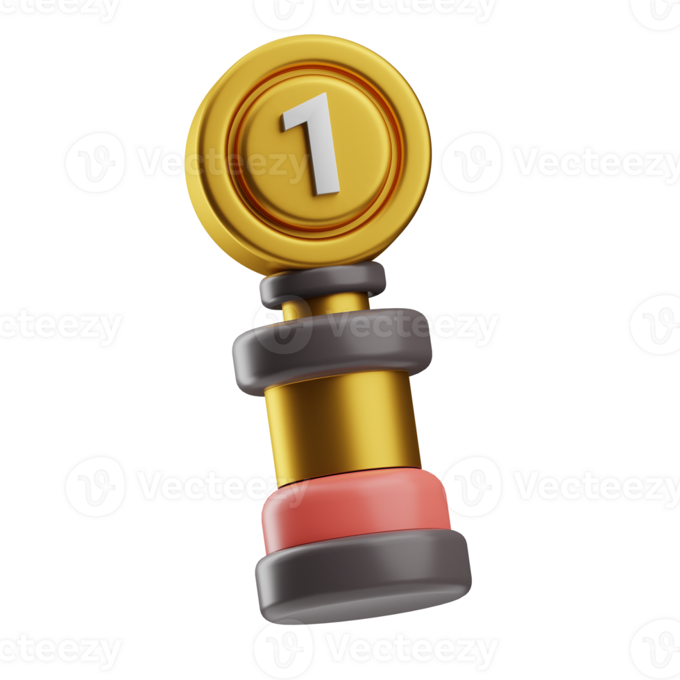 Reward And Badges Object Trohpy Number One 3D Illustration png