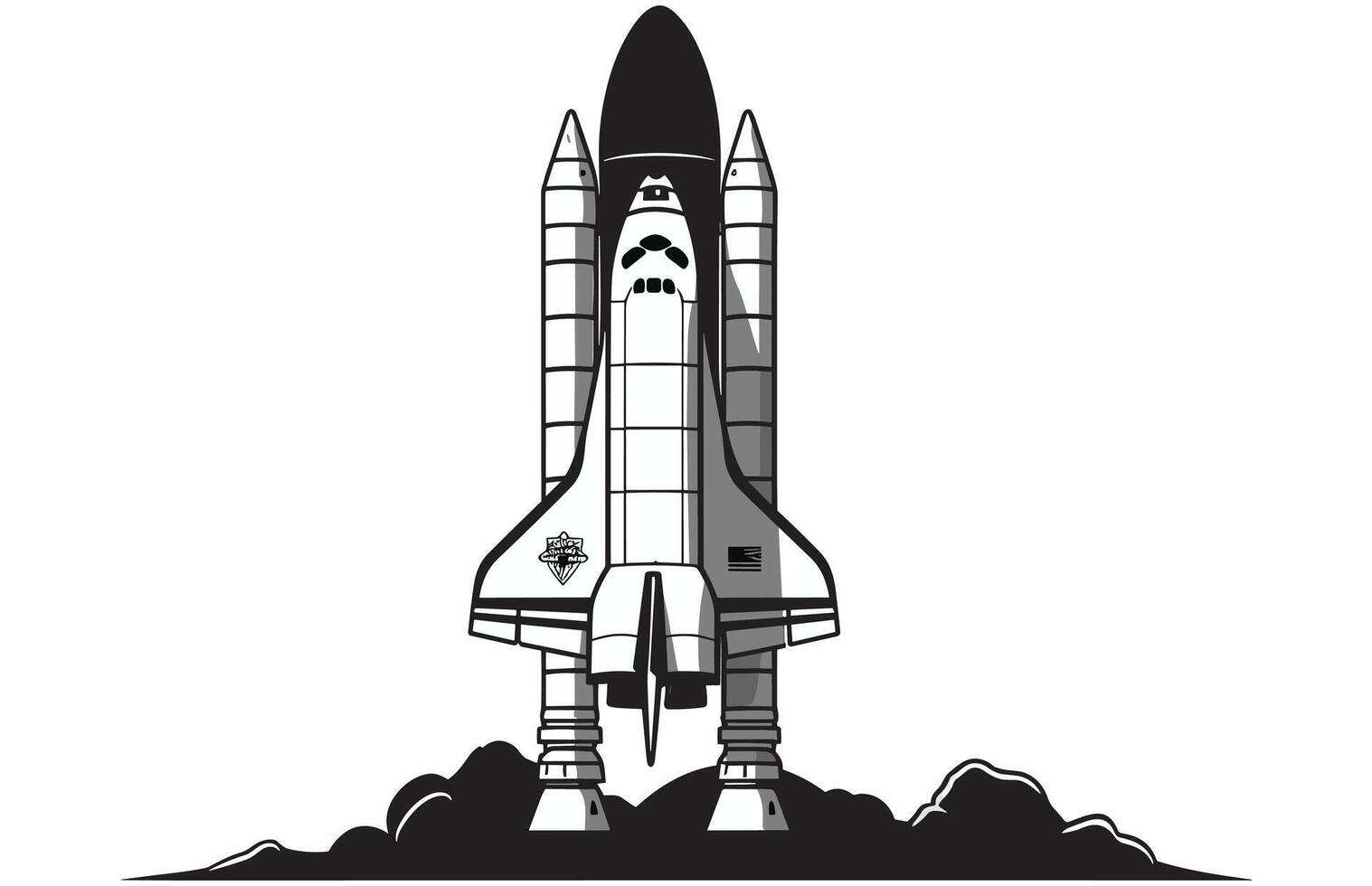 Rocket silhouette illustration astronaut vehicle icon,rocket base icon. Simple sign illustration vector