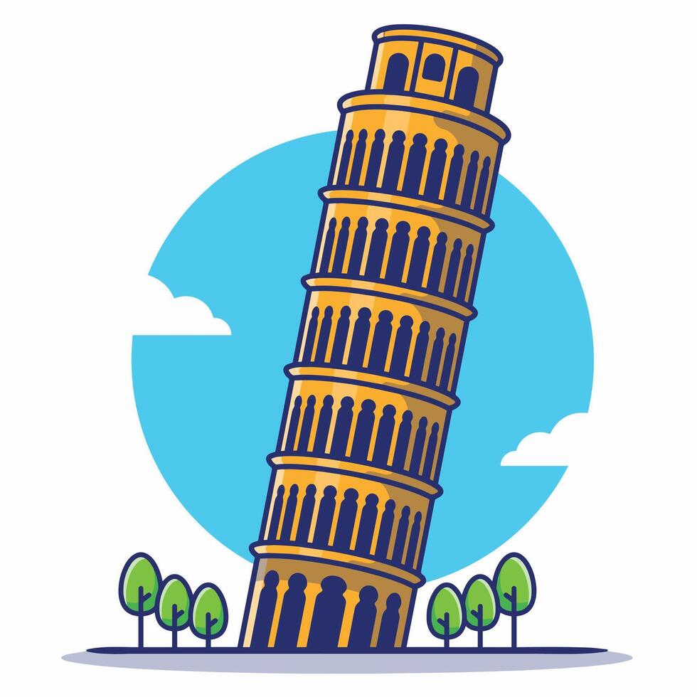 Tower Of Pisa Cartoon Vector Illustration