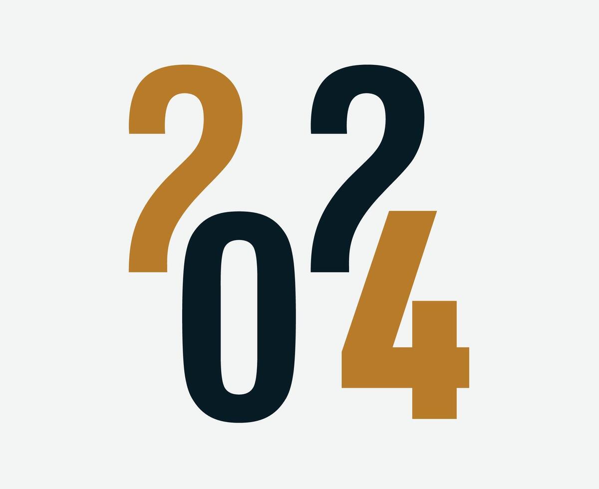 2024 contento nuevo año resumen azul y marrón gráfico diseño vector logo símbolo ilustración