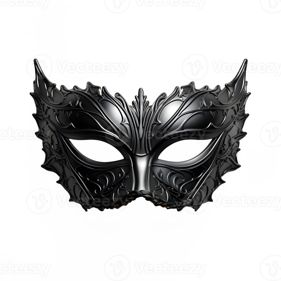 AI generated black mask isolated on transparent background ,masquerade png ,generative ai