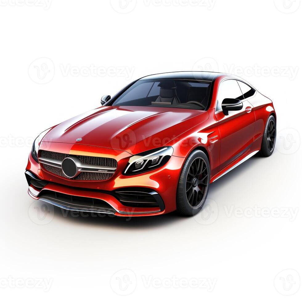 AI generated Modern city car on a white background with a shadow on the ground. photo