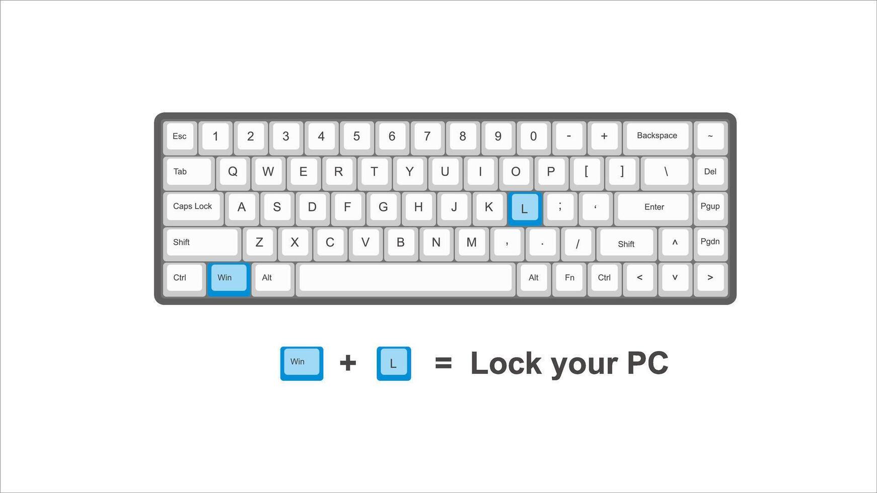 vector control win L Lock Your PC - keyboard shortcuts - windows with keyboard white and blue illustration and transparent background isolated Hotk