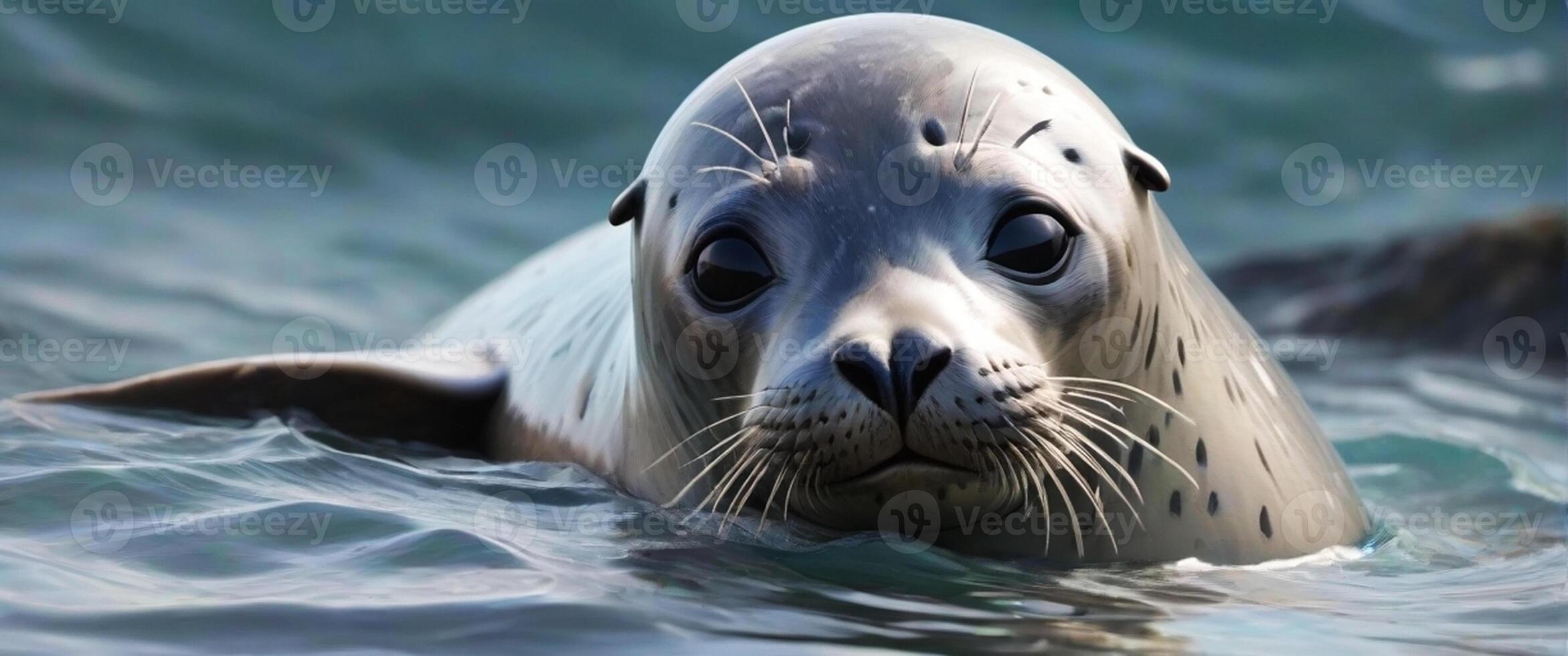 AI generated Coastal Charm Seal in the Gentle Waters photo