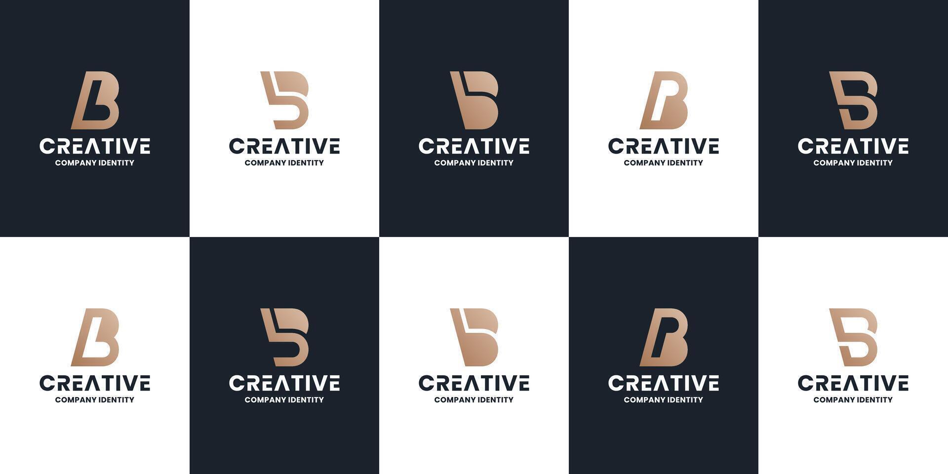 set of abstract letter B P logo design collections with golden color vector
