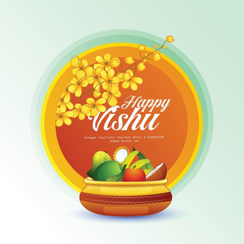 beautiful vishukani flower card for vishu festival,Vishu Keralas's new year vector