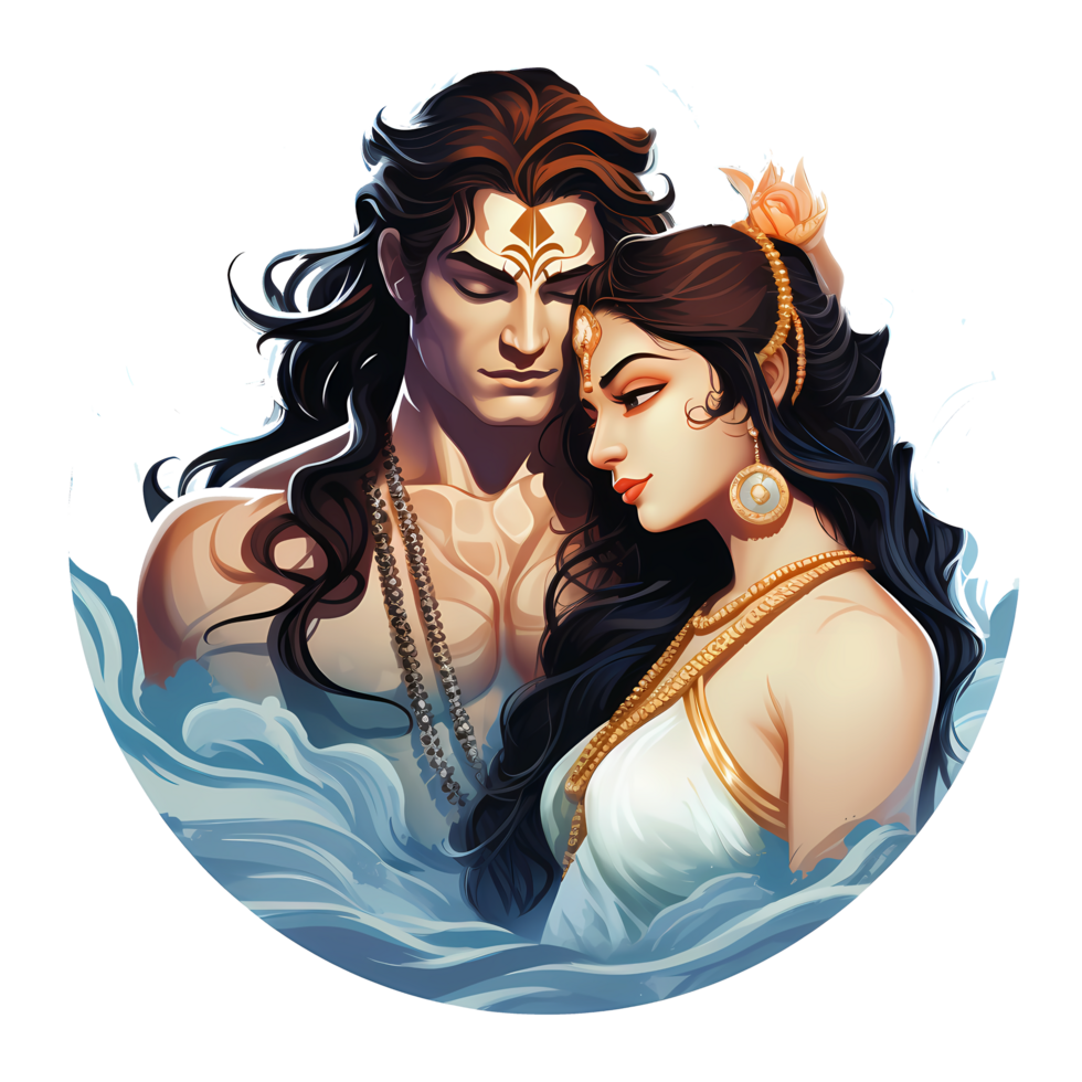 AI generated lord shiva and parvati, shivshakti hindu icon png