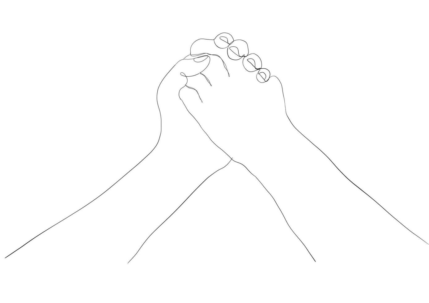 Continuous line drawing of hand make love.Line,seeding,continuous line,drawing. vector
