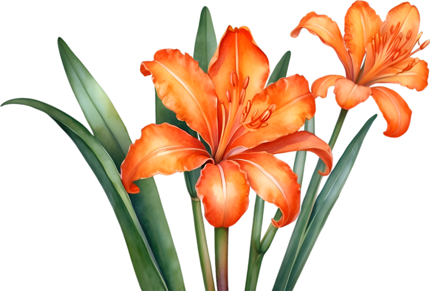 ai généré aquarelle La peinture de Clivia miniate fleur. généré par ai png