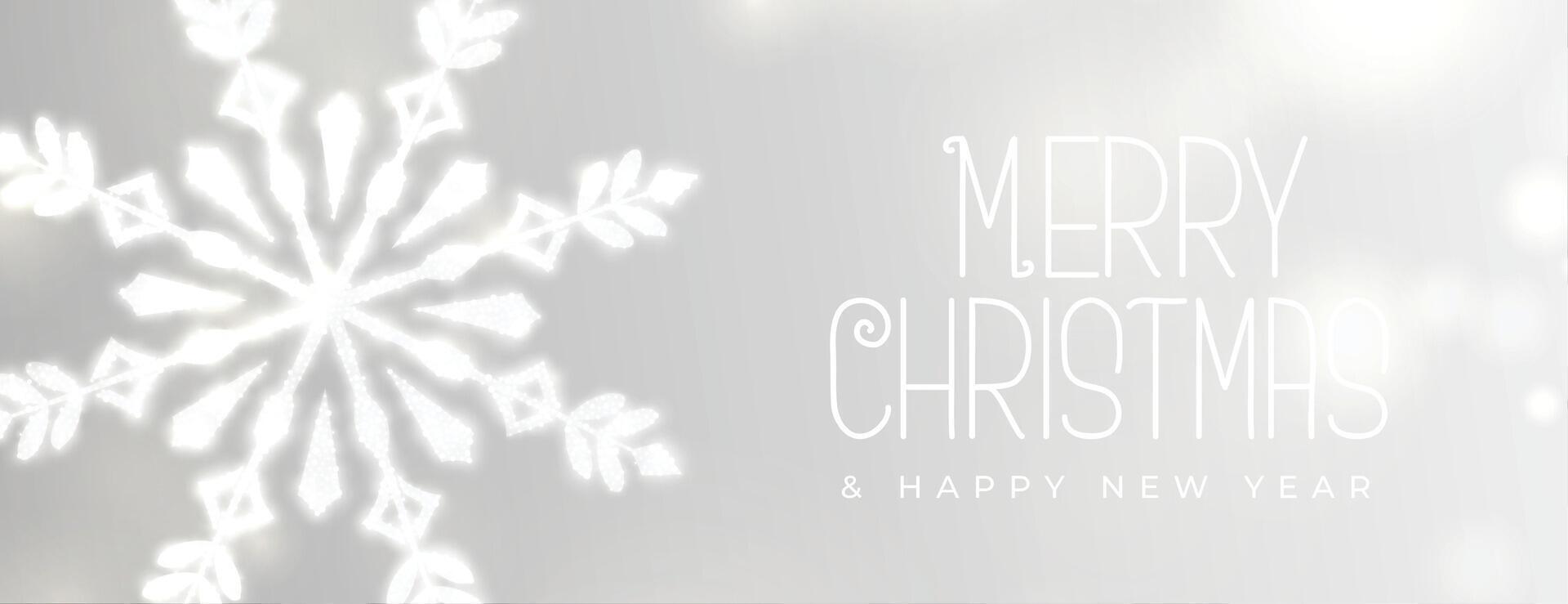 glowing snowflakes merry christmas banner design vector