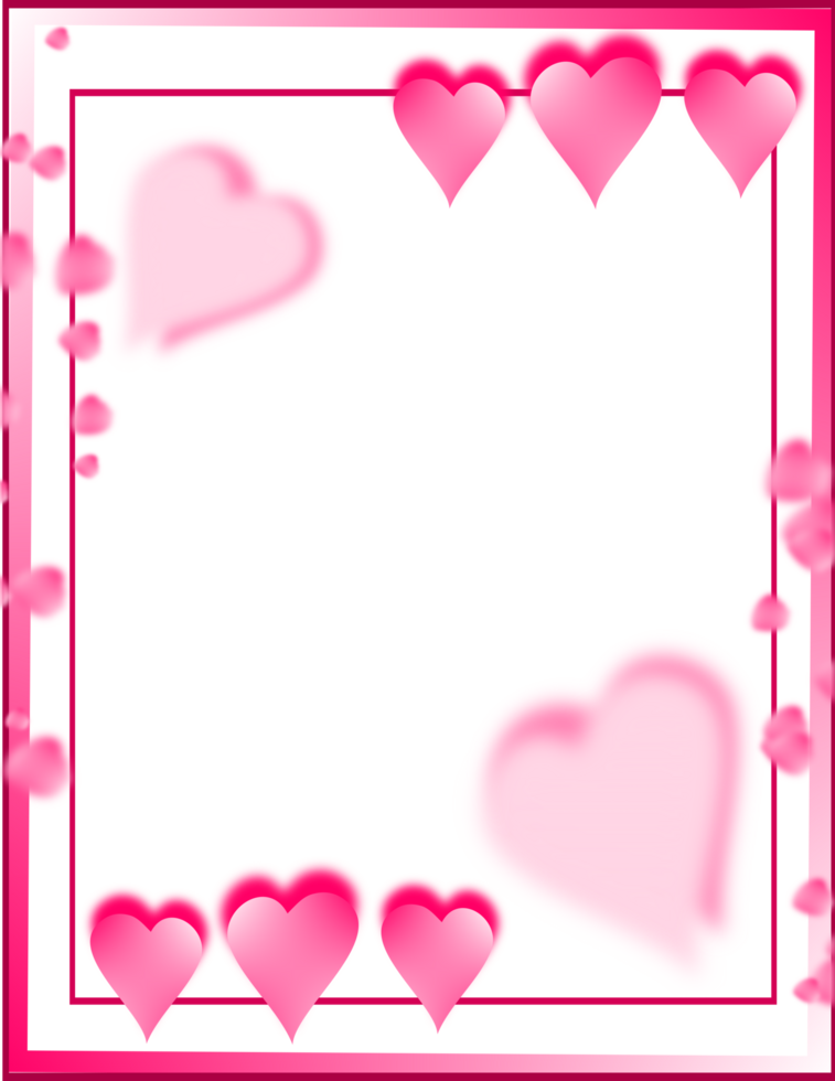 Valentine Frame Background. Cute Pink Heart Cartoon Border Clipar. png