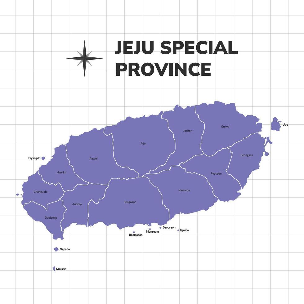 Jeju special province map illustration. Map of the island in South Korea vector