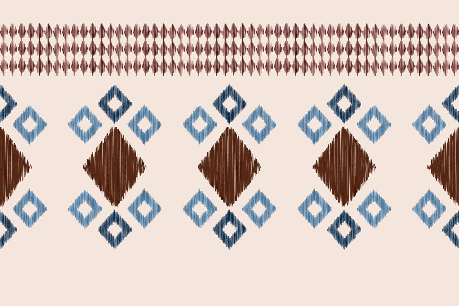 Ethnic Ikat fabric pattern geometric style.African Ikat embroidery Ethnic oriental pattern brown cream background. Abstract,vector,illustration.Texture,clothing,frame,decoration,motif,carpet. vector