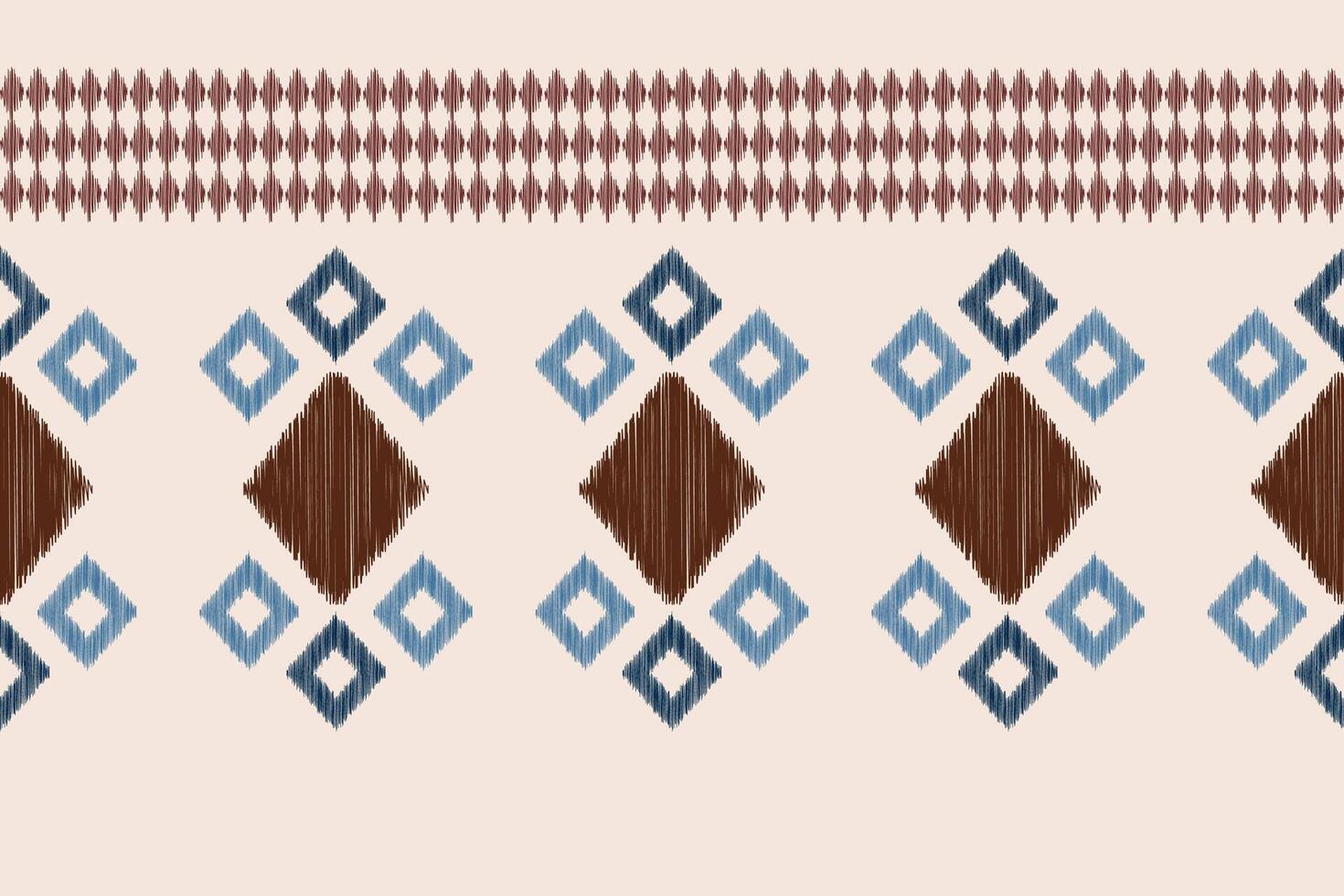 Ethnic Ikat fabric pattern geometric style.African Ikat embroidery Ethnic oriental pattern brown cream background. Abstract,vector,illustration.Texture,clothing,frame,decoration,motif,carpet. vector