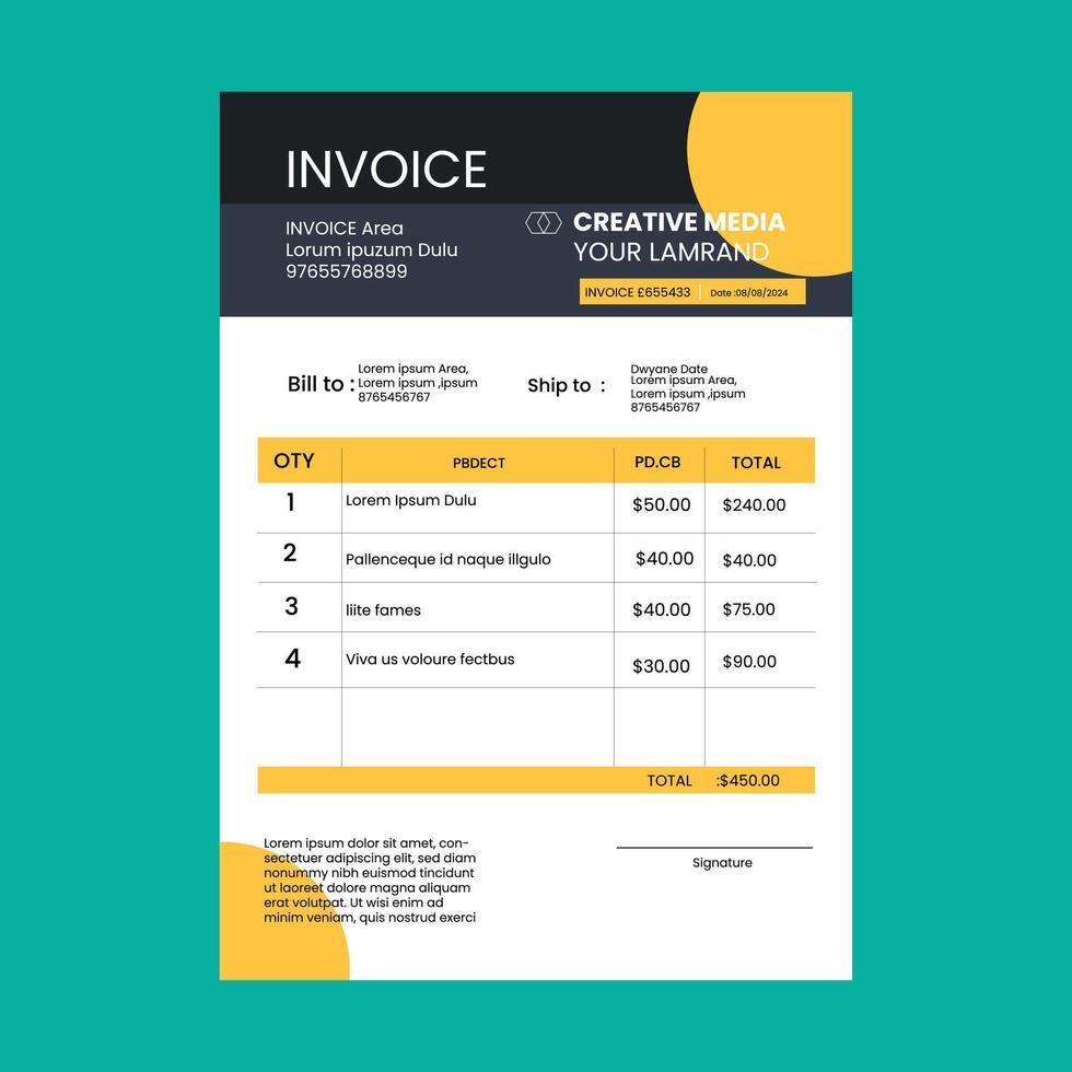 CREATIVE INVOICE DESIGN vector