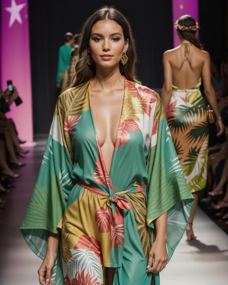 AI generated A model walks the runway. ai generative photo