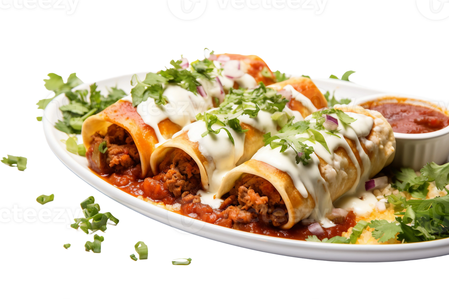 AI generated Delicious Beef Enchiladas on Transparent Background png