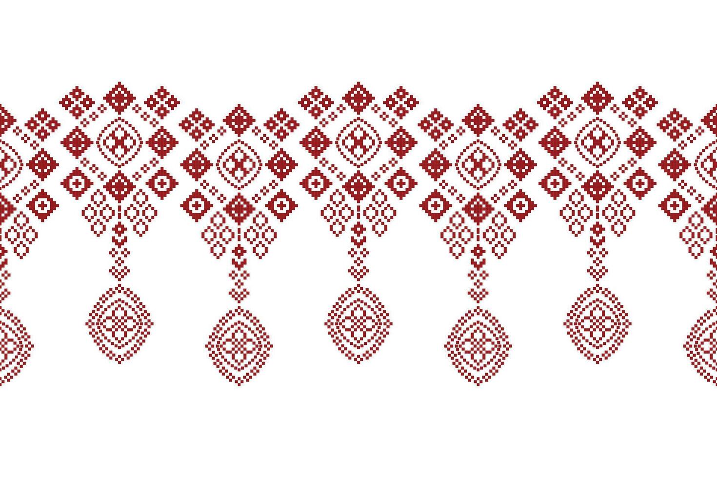 Ethnic geometric fabric pattern Cross Stitch.Ikat embroidery Ethnic oriental Pixel pattern white background. Abstract,vector,illustration. Texture,clothing,decoration,motifs,silk wallpaper. vector