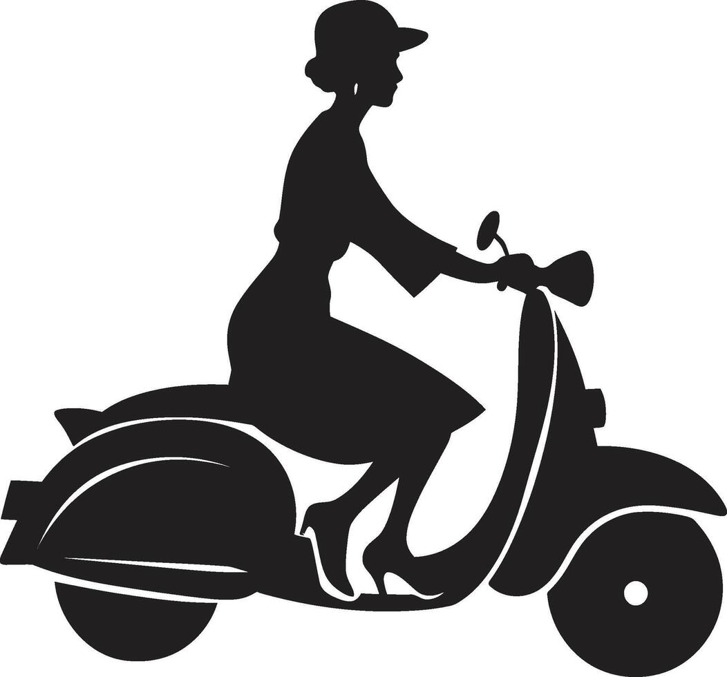 fashionistasscoot scooter icono creador de tendencias urbanas negro vector símbolo