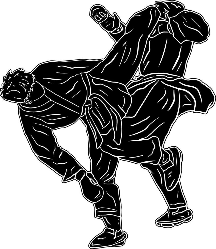 silhouette karate kumite sparing vector