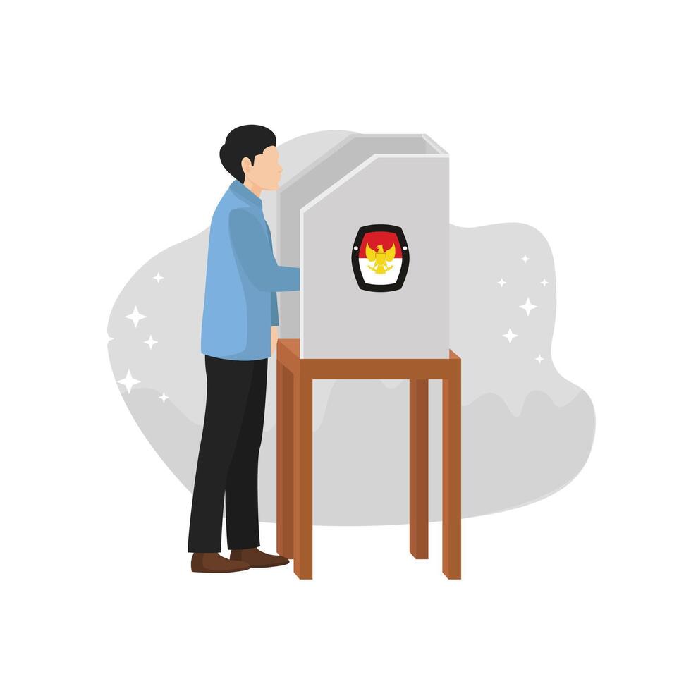 procedures for voting at the polling station. Indonesian election illustration vector