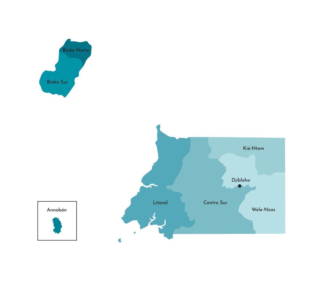 vector aislado ilustración de simplificado administrativo mapa de ecuatorial Guinea. fronteras y nombres de el provincias, regiones. vistoso azul caqui siluetas