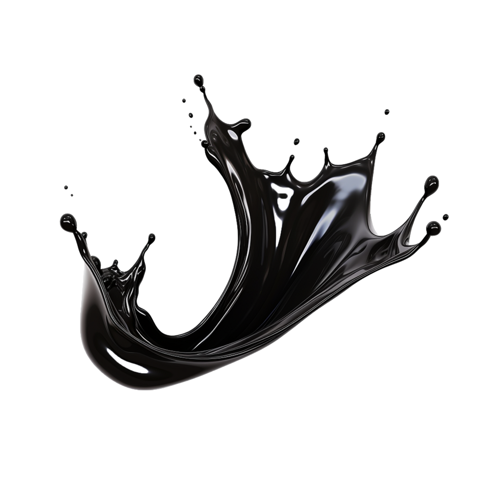 AI generated Black liquid splashing png isolated on transparent background