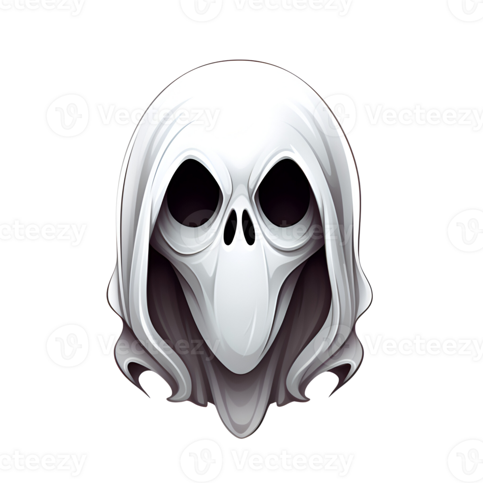 AI generated Halloween Cartoon Style White Ghost Ghost Face Ghost Cloak No Background Perfect for Print on Demand Merchandise png
