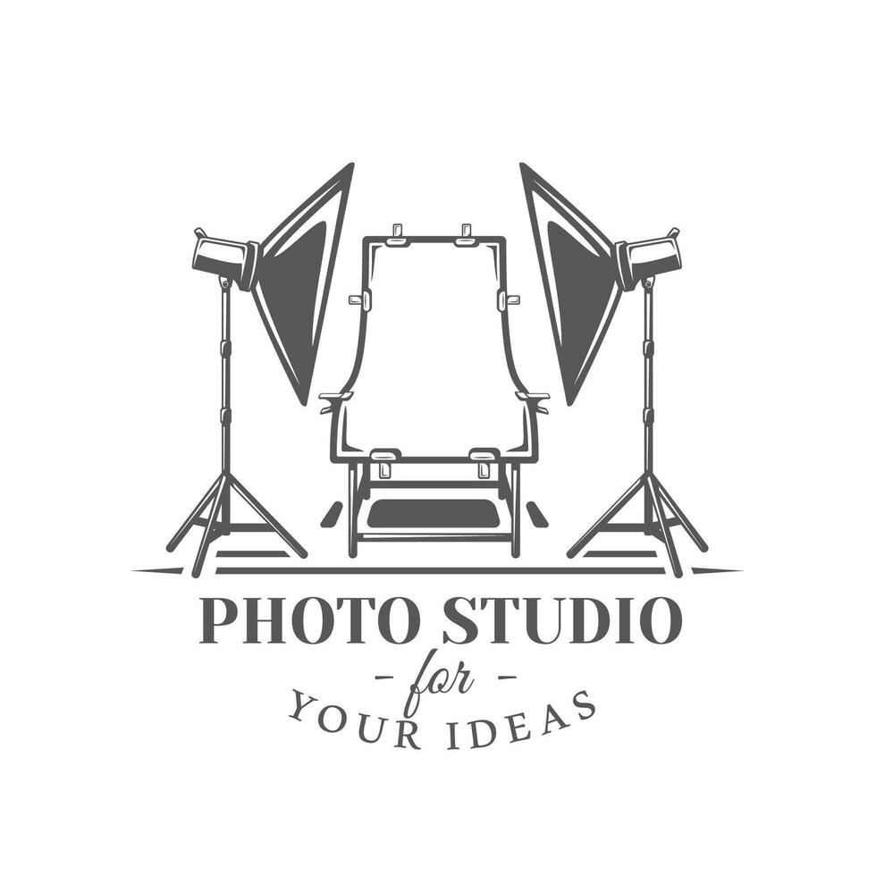 Photo studio label isolated on white background vector