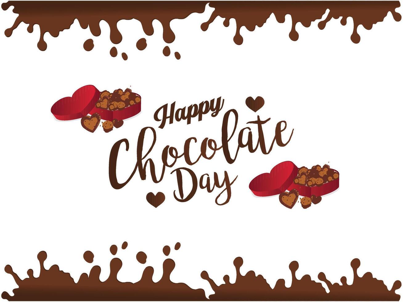 contento chocolate día hermosa texto letras diseño. chocolate día saludo tarjeta vector logo con blanco antecedentes para mundo chocolate día. chocolate chapoteo efecto con curva estilo texto para día festivo.