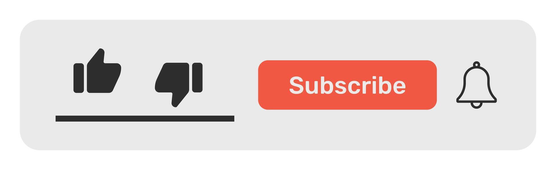 Engagement Icons Set - Subscribed Button, Bell Notification, Thumbs Up, Thumbs Down Symbols Vector Graphics
