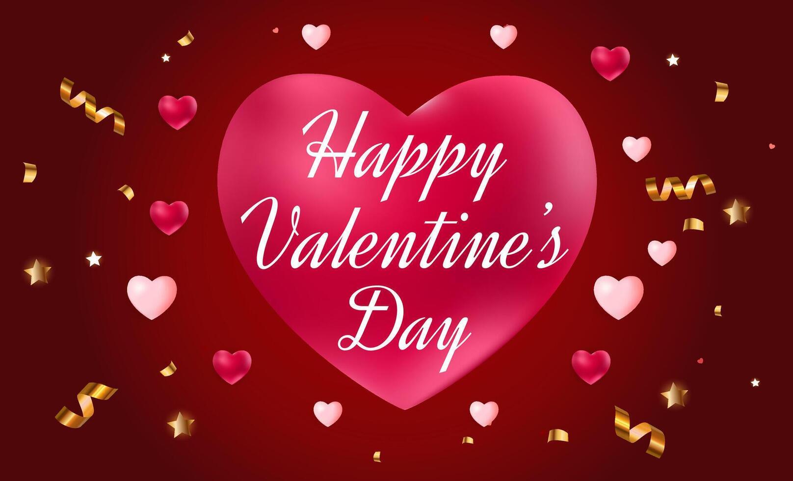 Happy Valentine's Day Poster or banner with cute font,sweet hearts and gift card on red background. Greetings valentines day from special person. Illustration vector template valentines day concept.