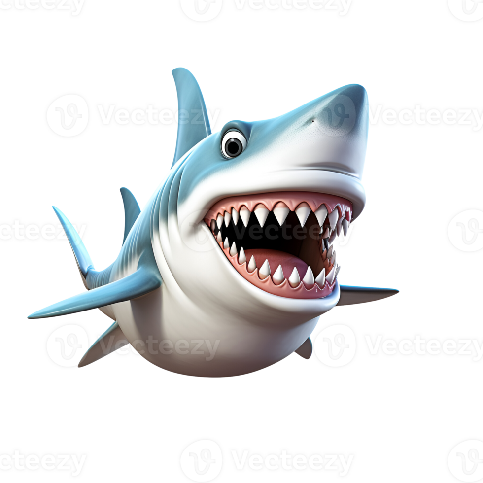 AI generated Cartoon Style 3D Shark Logo Illustration No Background png