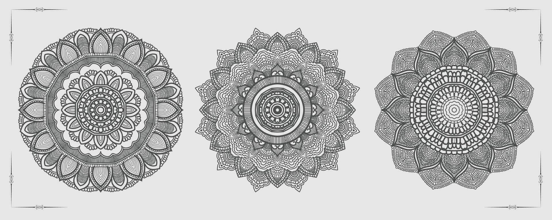 Vector luxury mandala template background and ornamental design for coloring page, greeting card, invitation, tattoo, floral mandala.