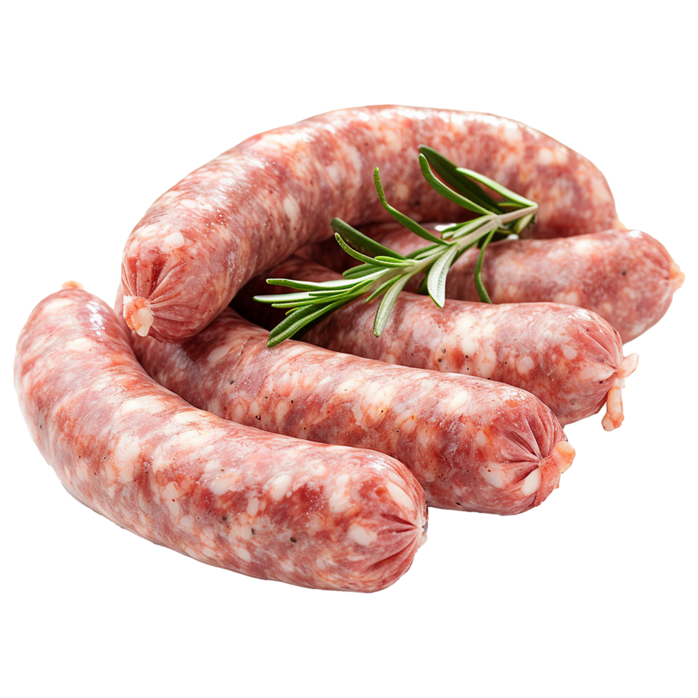 AI generated Row uncooked sausage's isolated on transparent background png