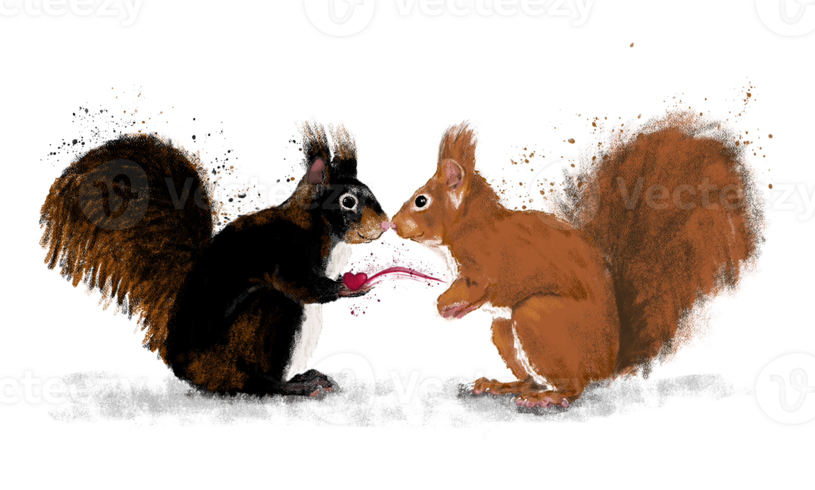 Cute squirrels sharing a loving moment png