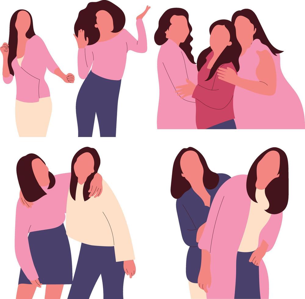 conjunto de internacional mujer día iconos plano dibujos animados estilo, vector ilustración