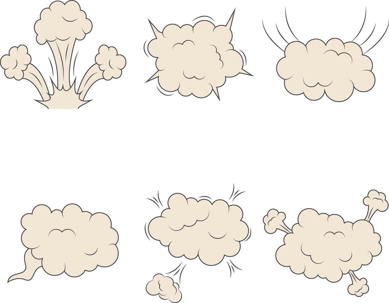 Set of Comics Explosion Clouds On White Background. vector