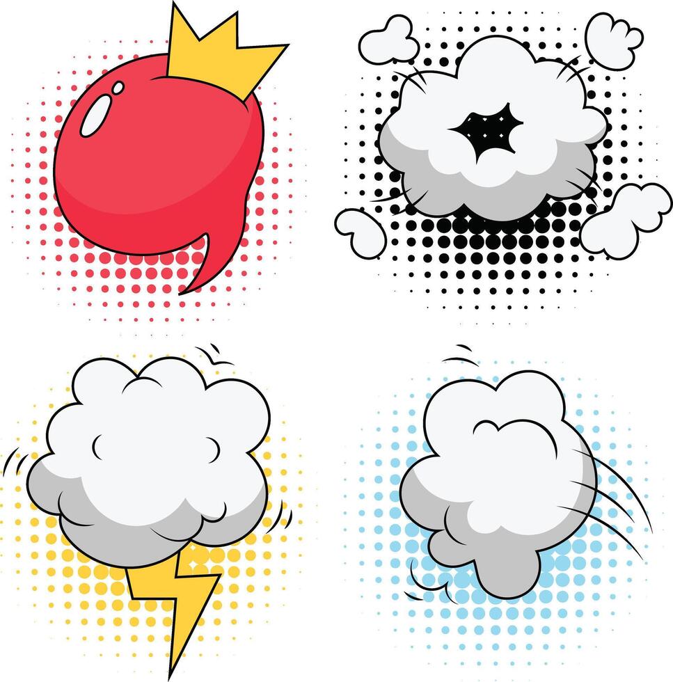 Comic Dynamic Icons Collection. Isolated On White Background vector